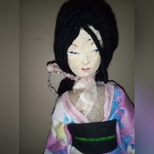 Antique collectible silk face handmade Geisha doll.
